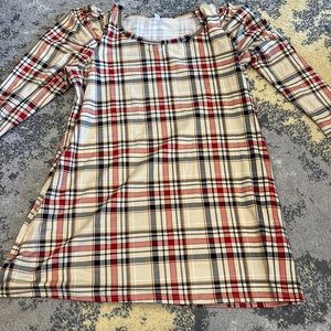Piphany plaid 3/4 balloon sleeve shirt L